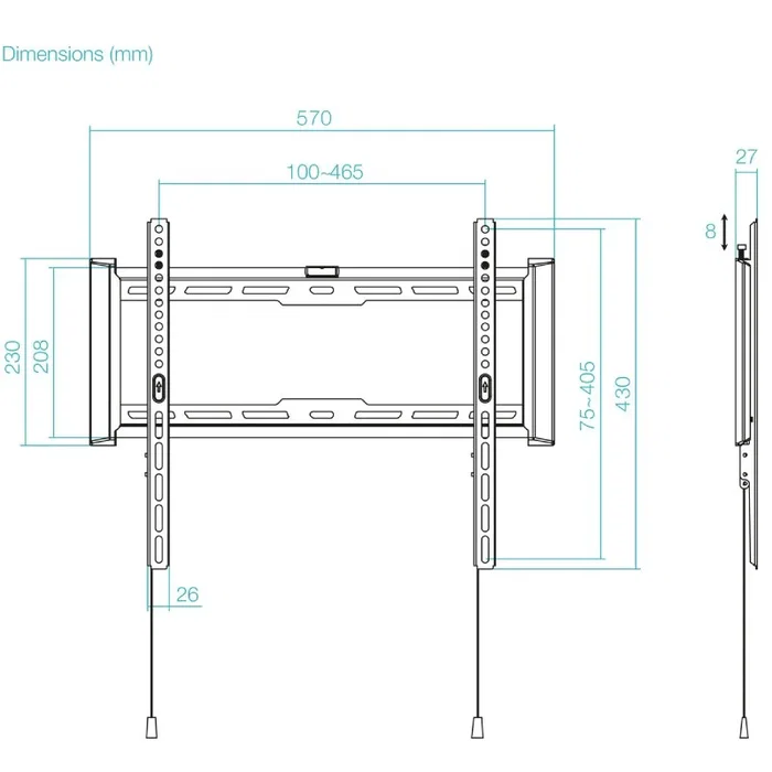 TooQ Soporte Fijo de Pared para Pantallas 32-70 Pulgadas, Negro